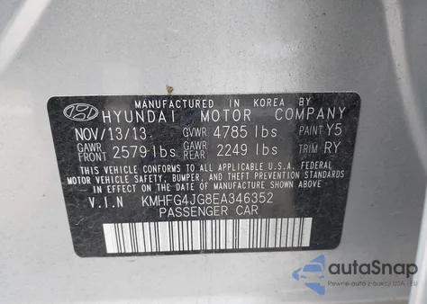 2014 Hyundai Azera from USA, damaged, VIN KMHFG4JG8EA346352